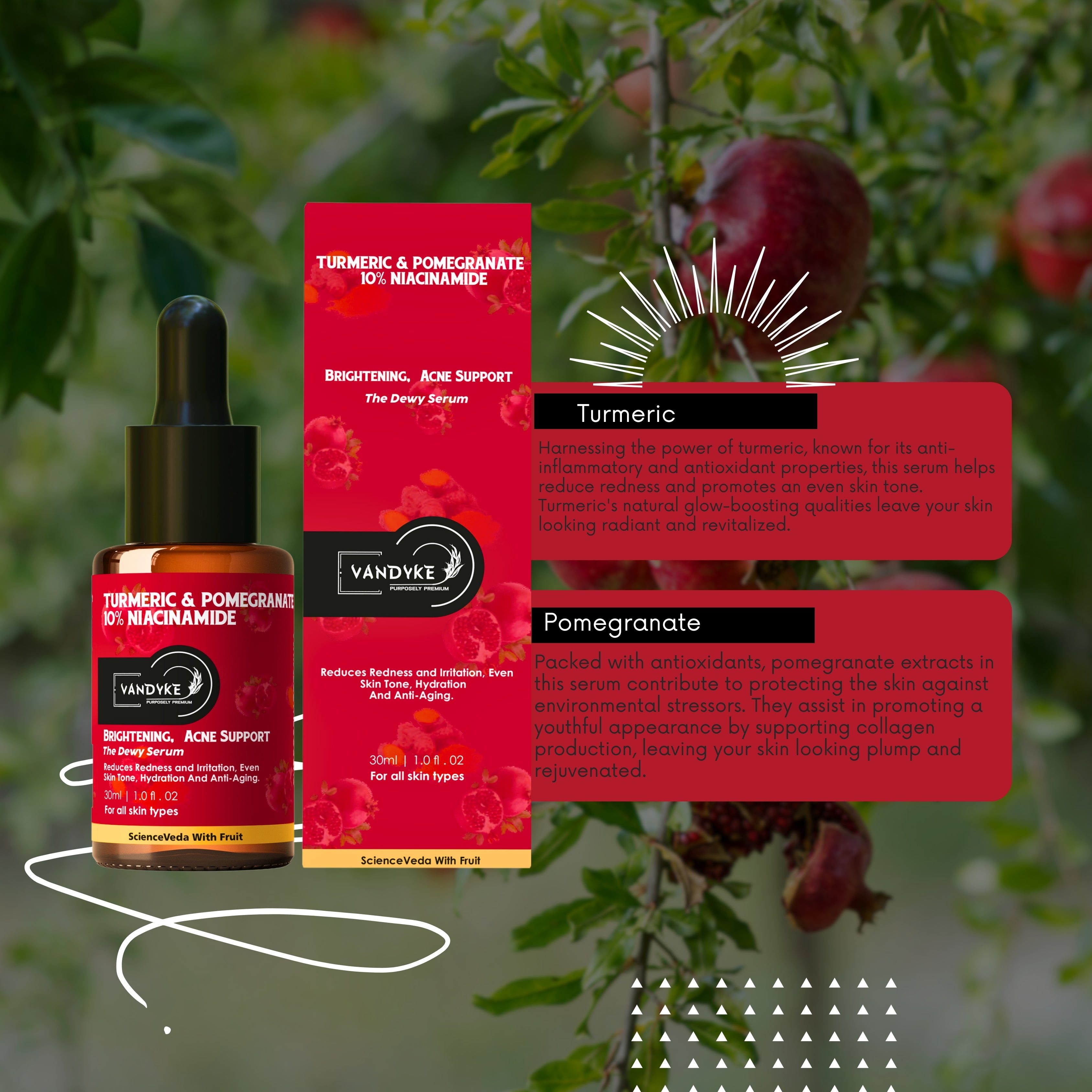 Vandyke Turmeric & Pomegranate with 10% Niacinamide Face Serum 30ml