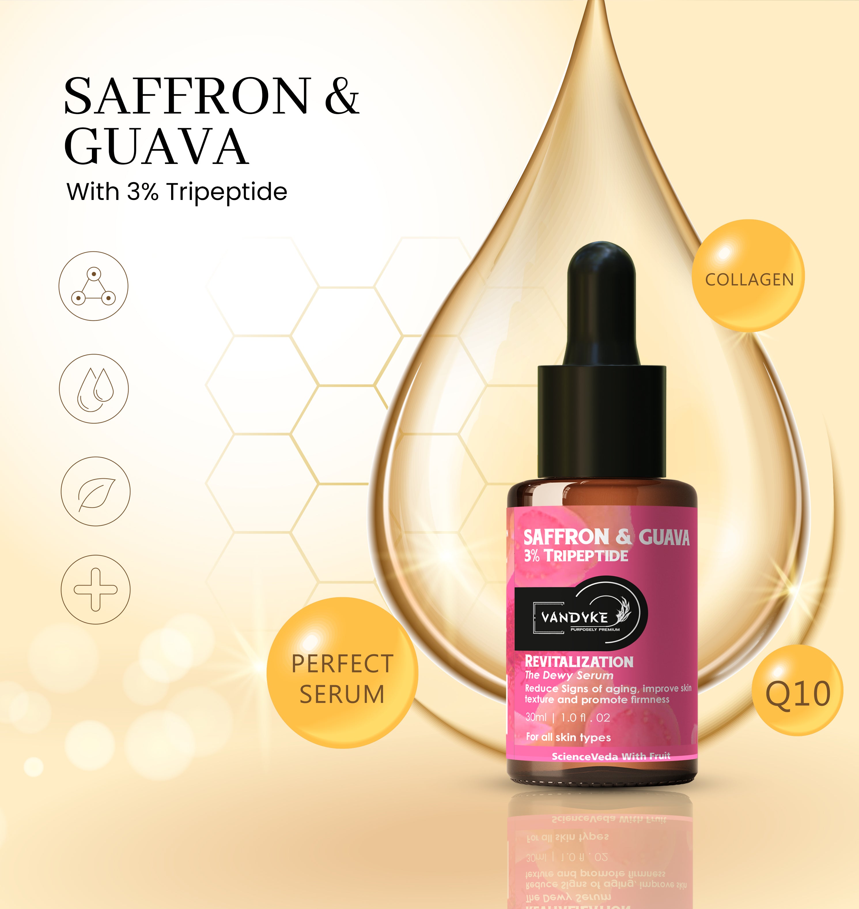 Vandyke Saffron & Guava With 3% Tripeptide Face Serum 30ML
