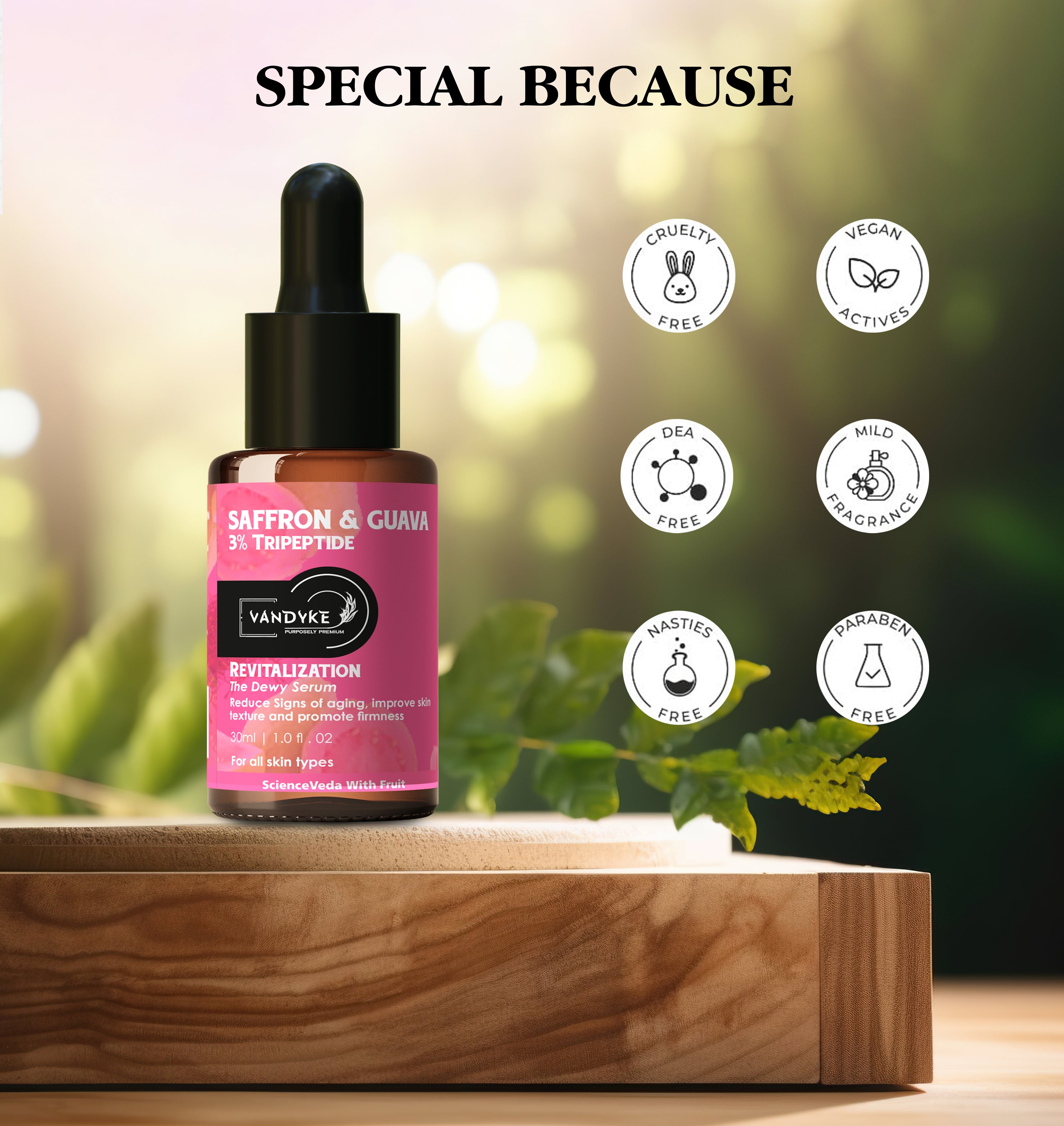 Vandyke Saffron & Guava With 3% Tripeptide Face Serum 30ML