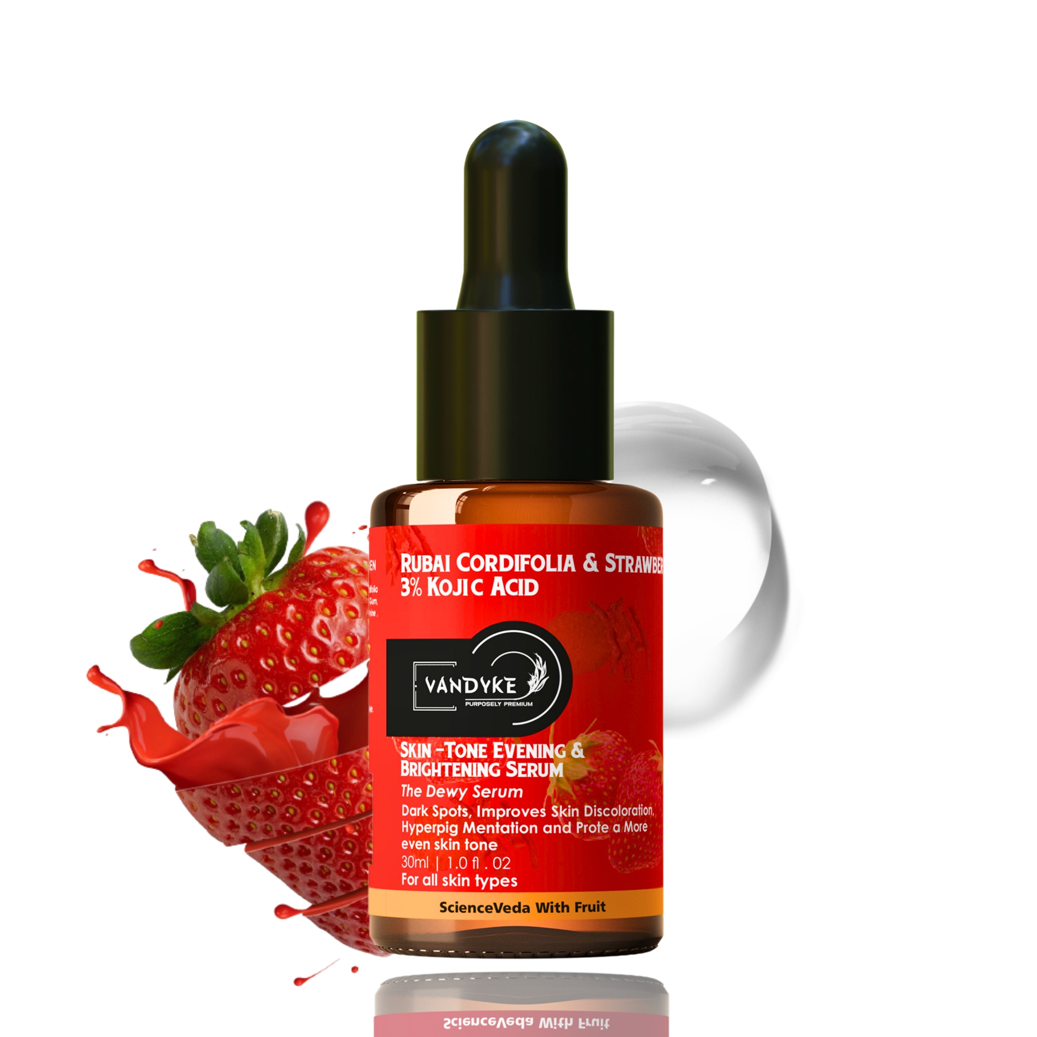 Vandyke Rubai Cordifolia & Strawberry With 3% Kojic Acid Face Serum 30ml