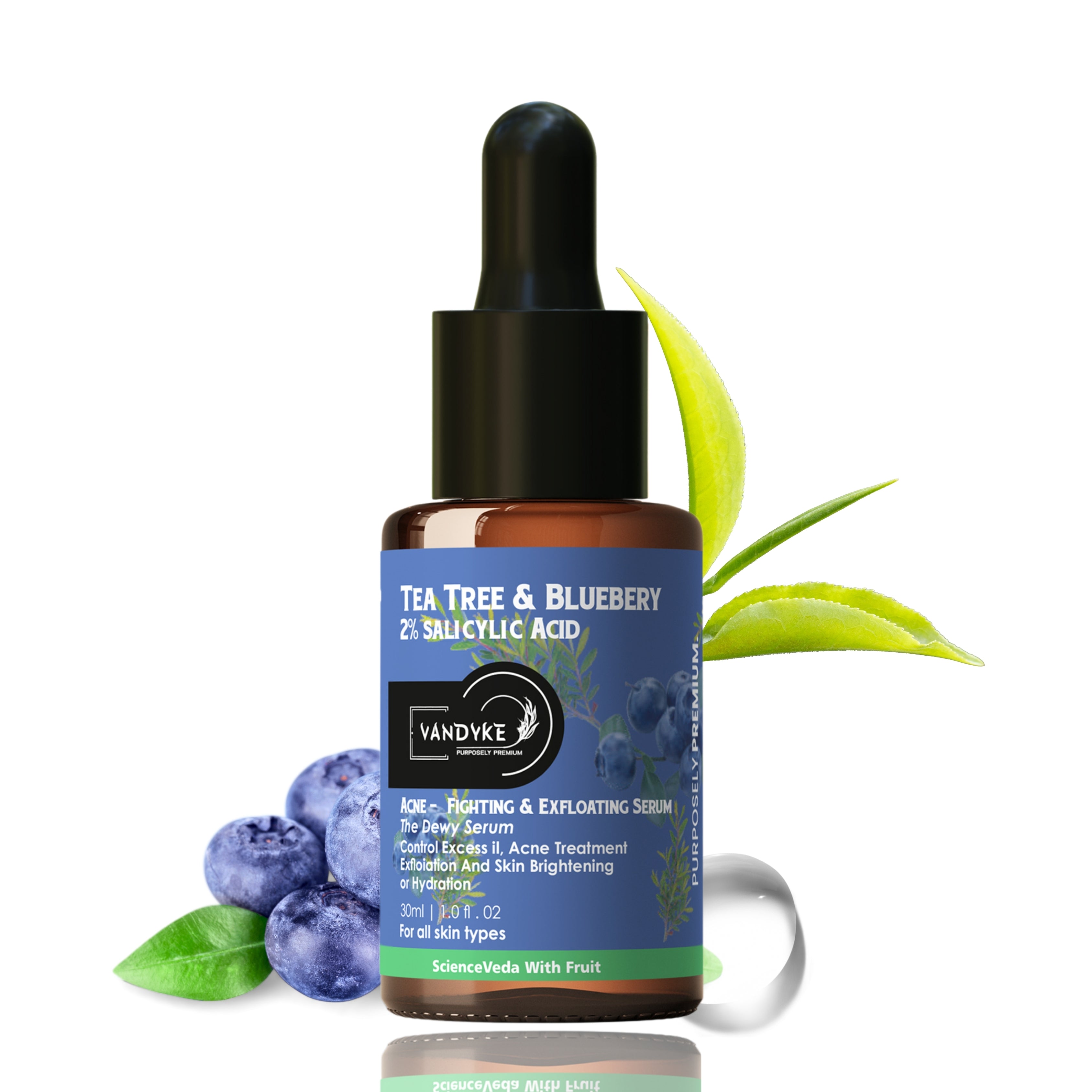 Vandyke Tea Tree & Blueberry with 2% Salicylic Acid Face Serum 30ml