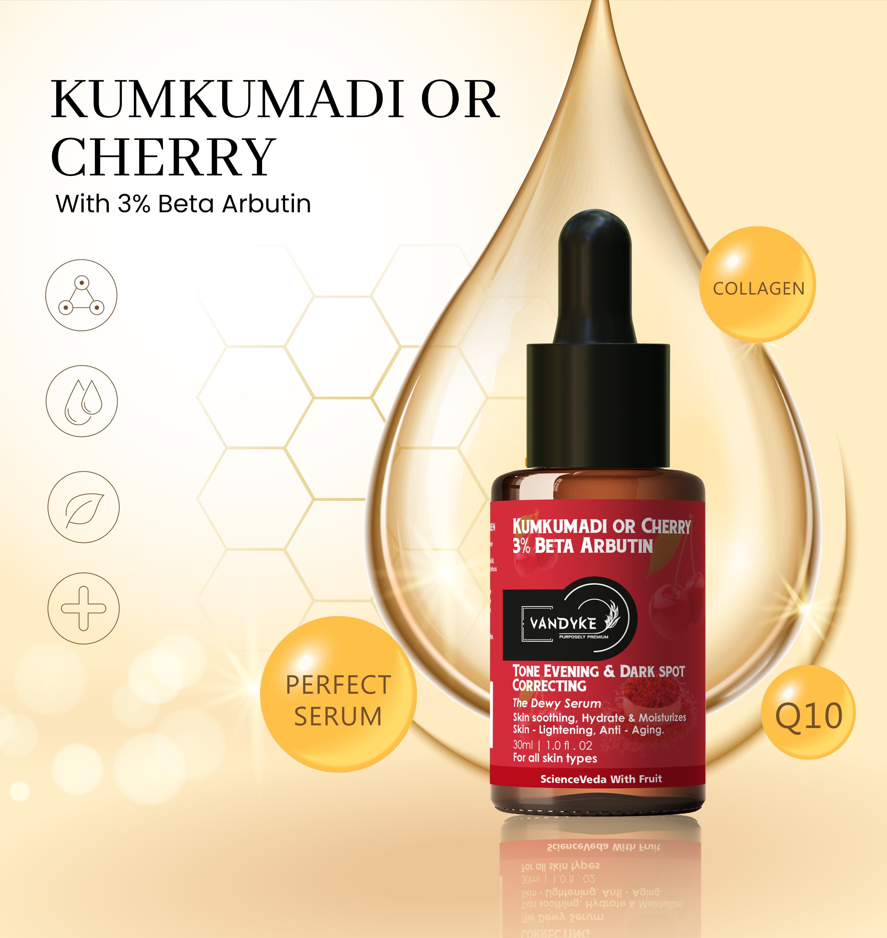 Vandyke Saffron & Guava With 3% Tripeptide Face Serum 30ML