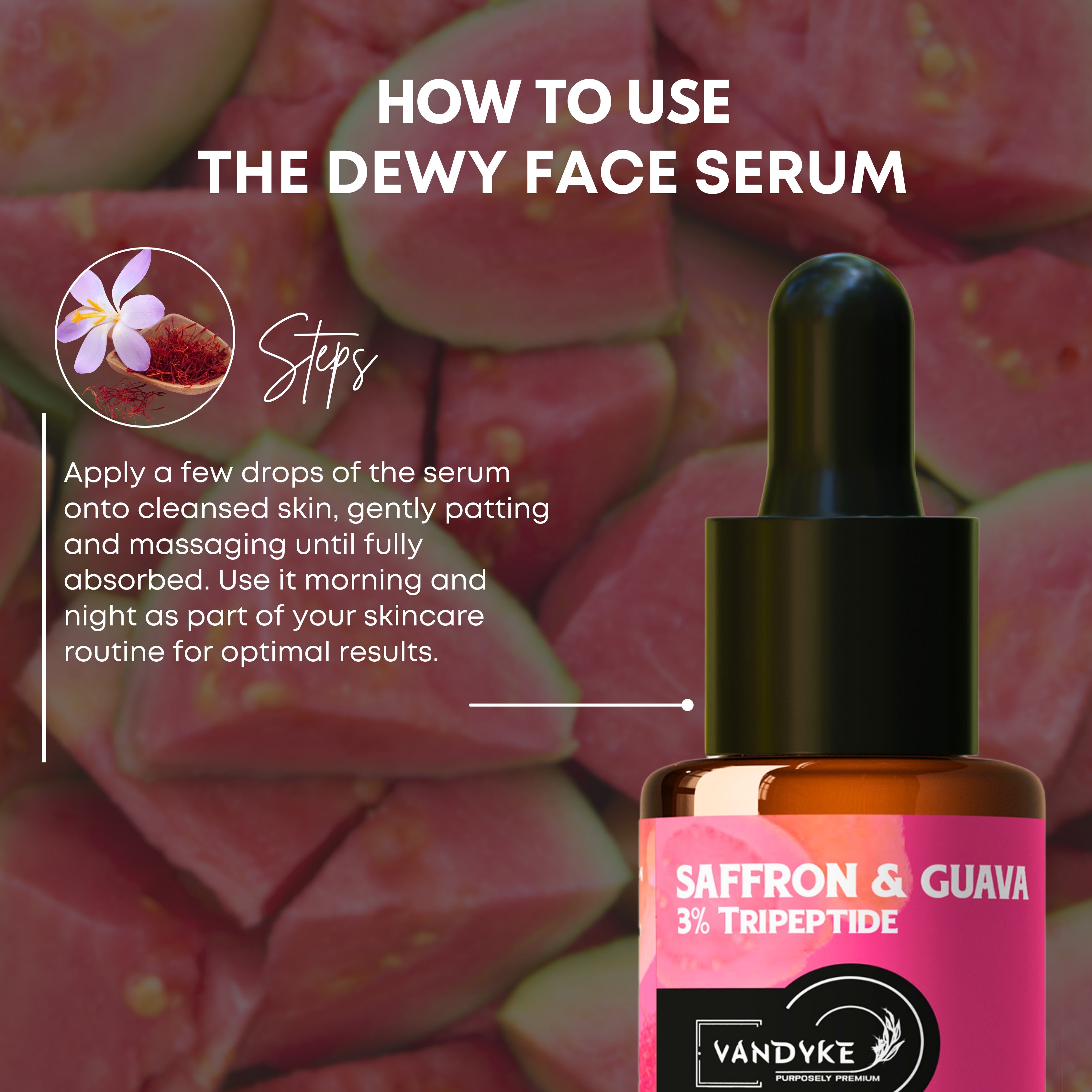 Vandyke Saffron & Guava With 3% Tripeptide Face Serum 30ML