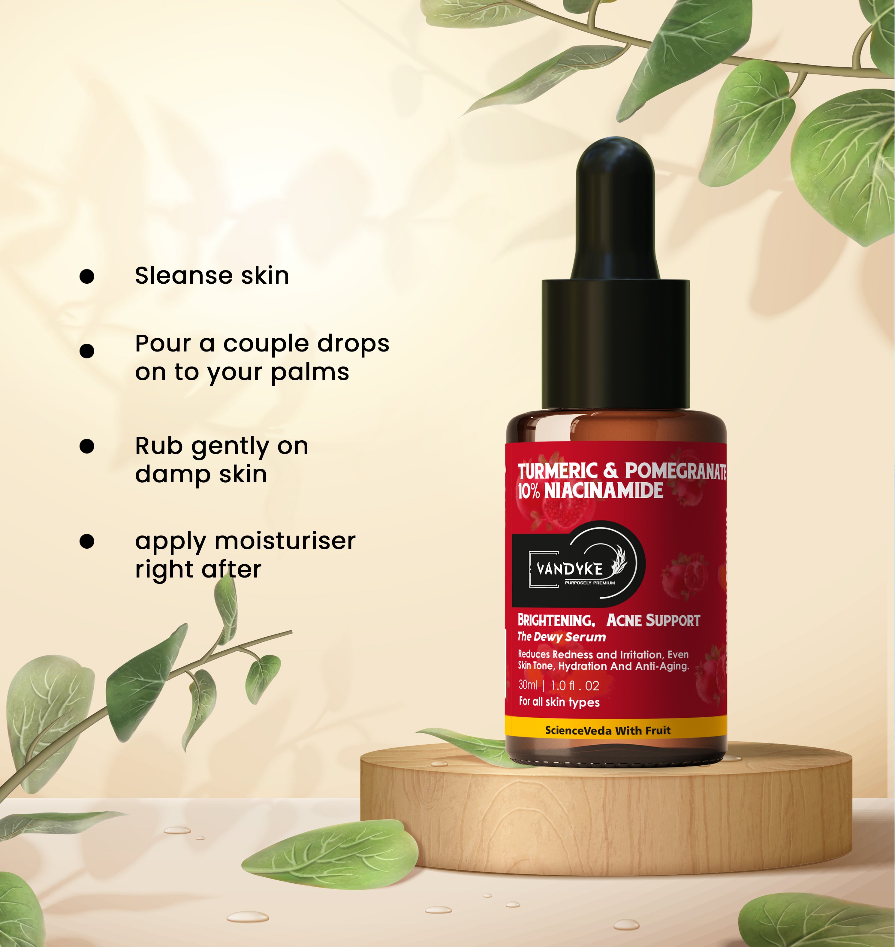 Vandyke Turmeric & Pomegranate with 10% Niacinamide Face Serum 30ml