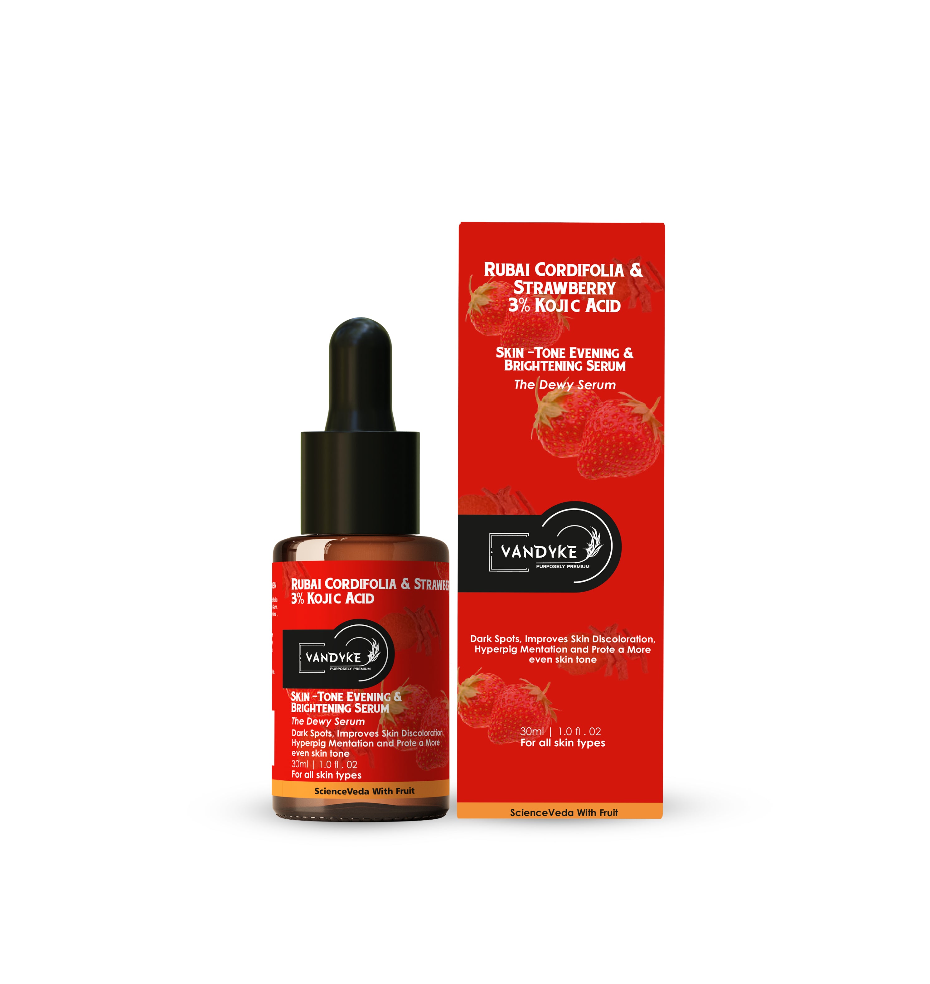 Vandyke Rubai Cordifolia & Strawberry With 3% Kojic Acid Face Serum 30ml