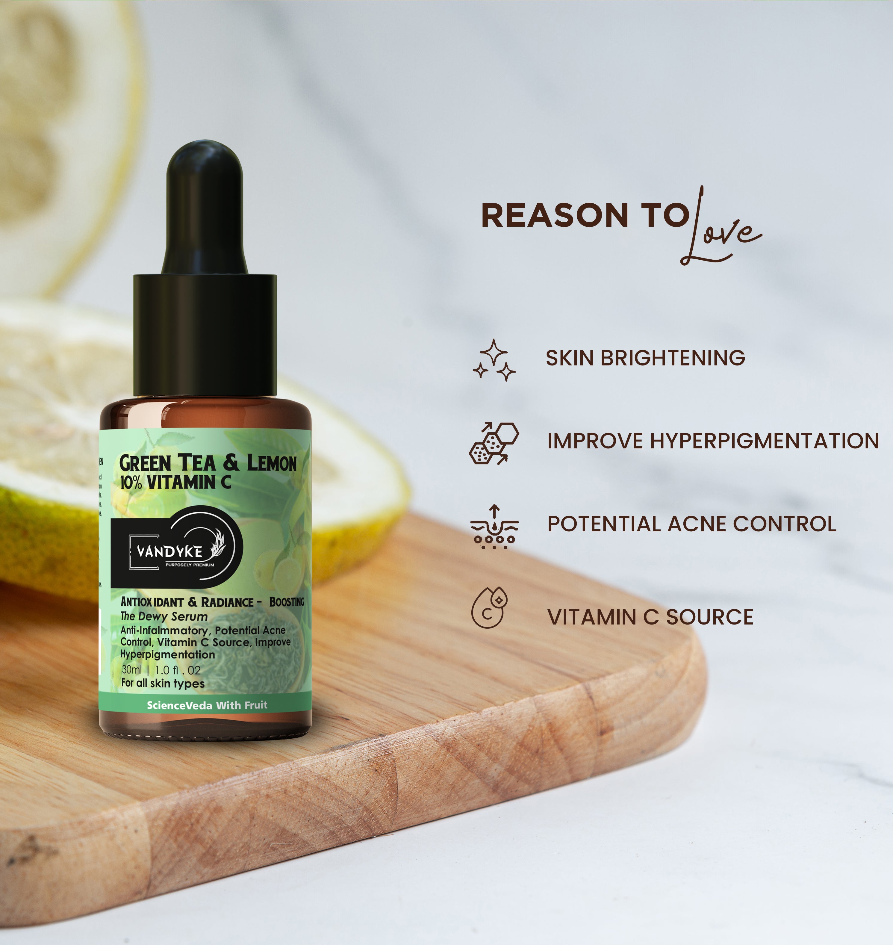 Vandyke Green Tea & Lemon With Vitamin C Face Serum (30ML)