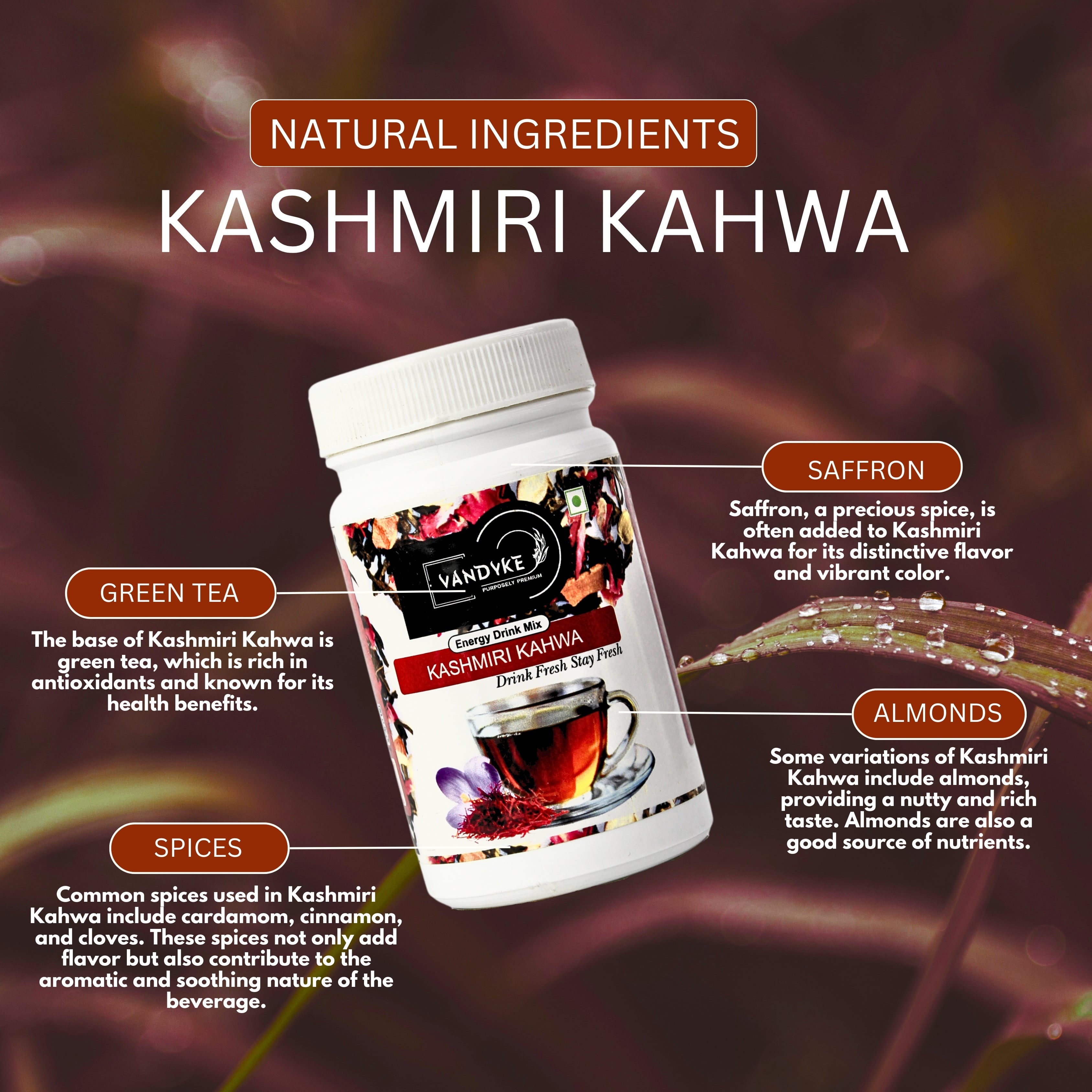 Vandyke Kashmiri Kahwa Energy Drink 50g