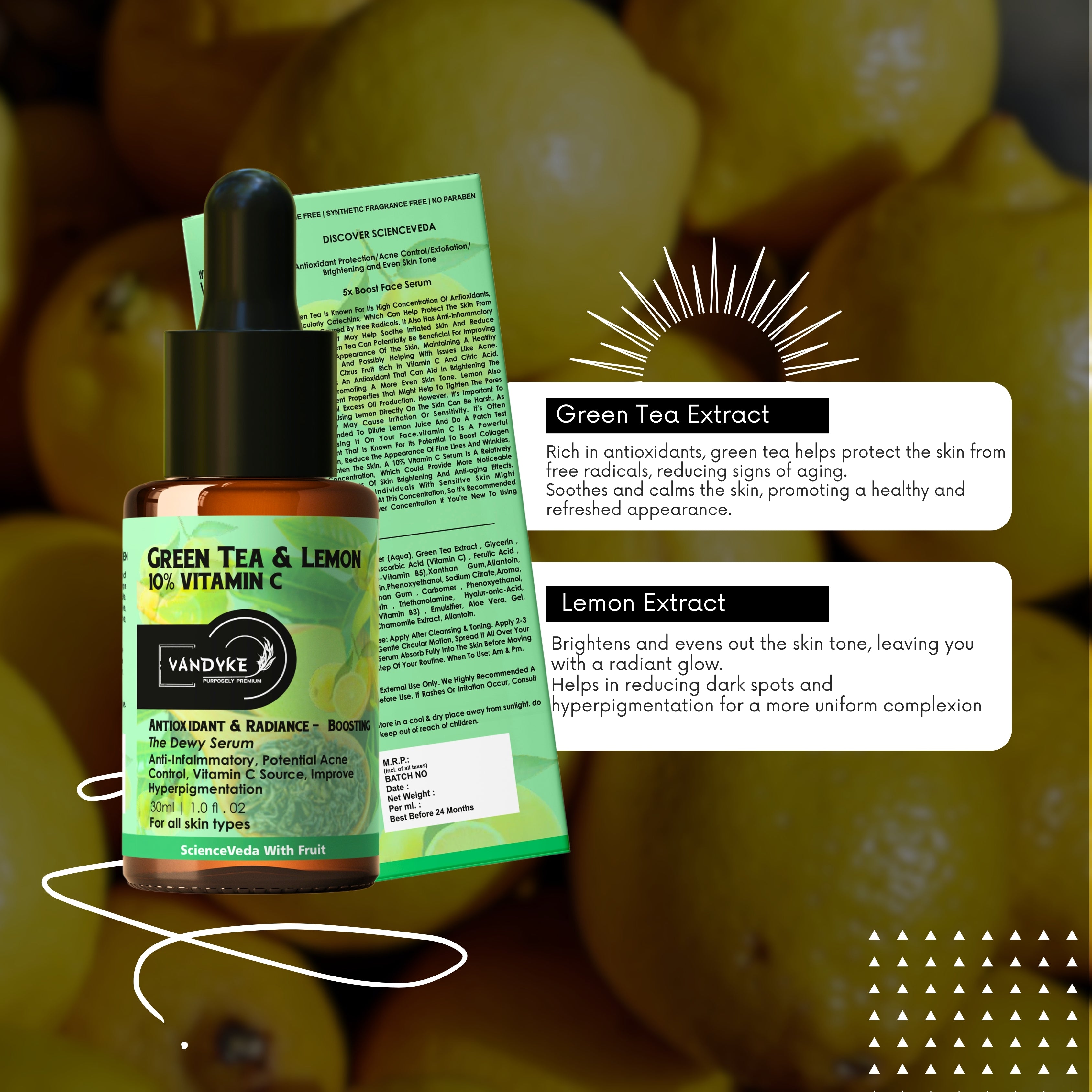 Vandyke Green Tea & Lemon With Vitamin C Face Serum (30ML)